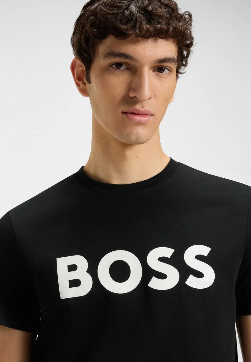بوس Cotton-jersey T-shirt with large logo print