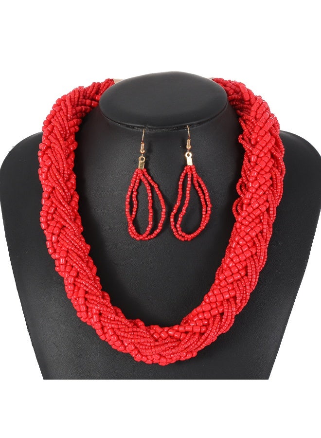 NIBEMINENT Personalized Colorful Multi-Layer Beaded Necklace Set