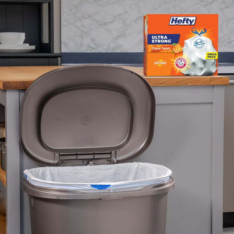 Hefty Ultra Strong Tall Kitchen Trash Bags, Citrus Twist Scent, 13 Gallon, 110 Count - Image 2