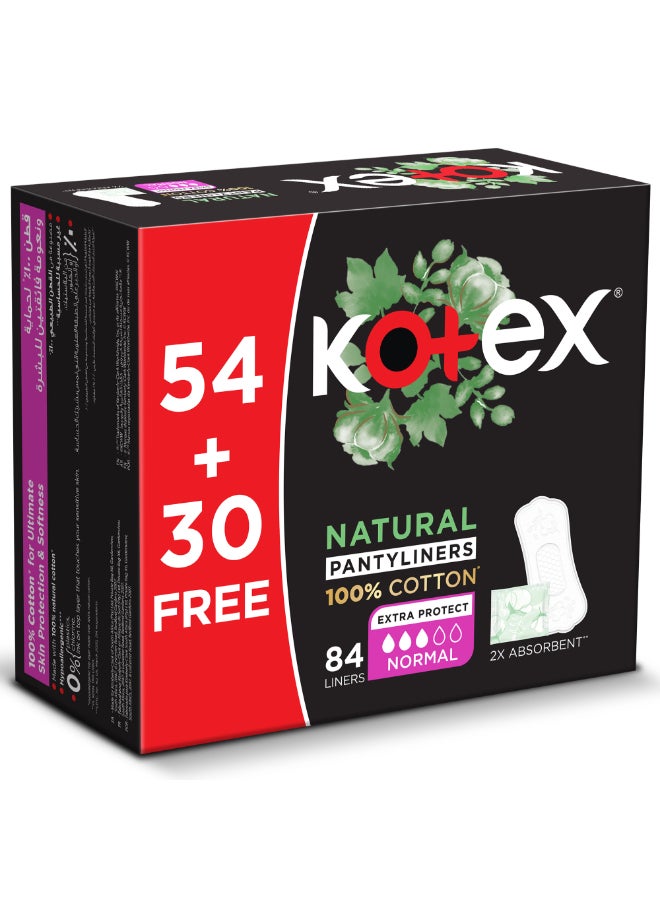 Kotex Natural Panty Liners 100% Cotton Normal Size 84 Pcs - Image 2