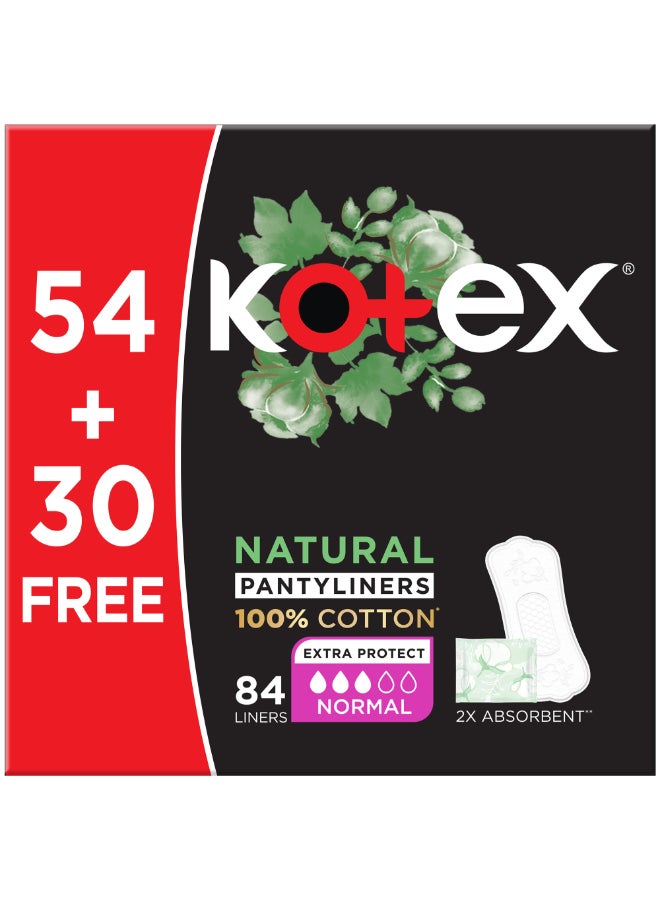 Kotex Natural Panty Liners 100% Cotton Normal Size 84 Pcs - Image 1