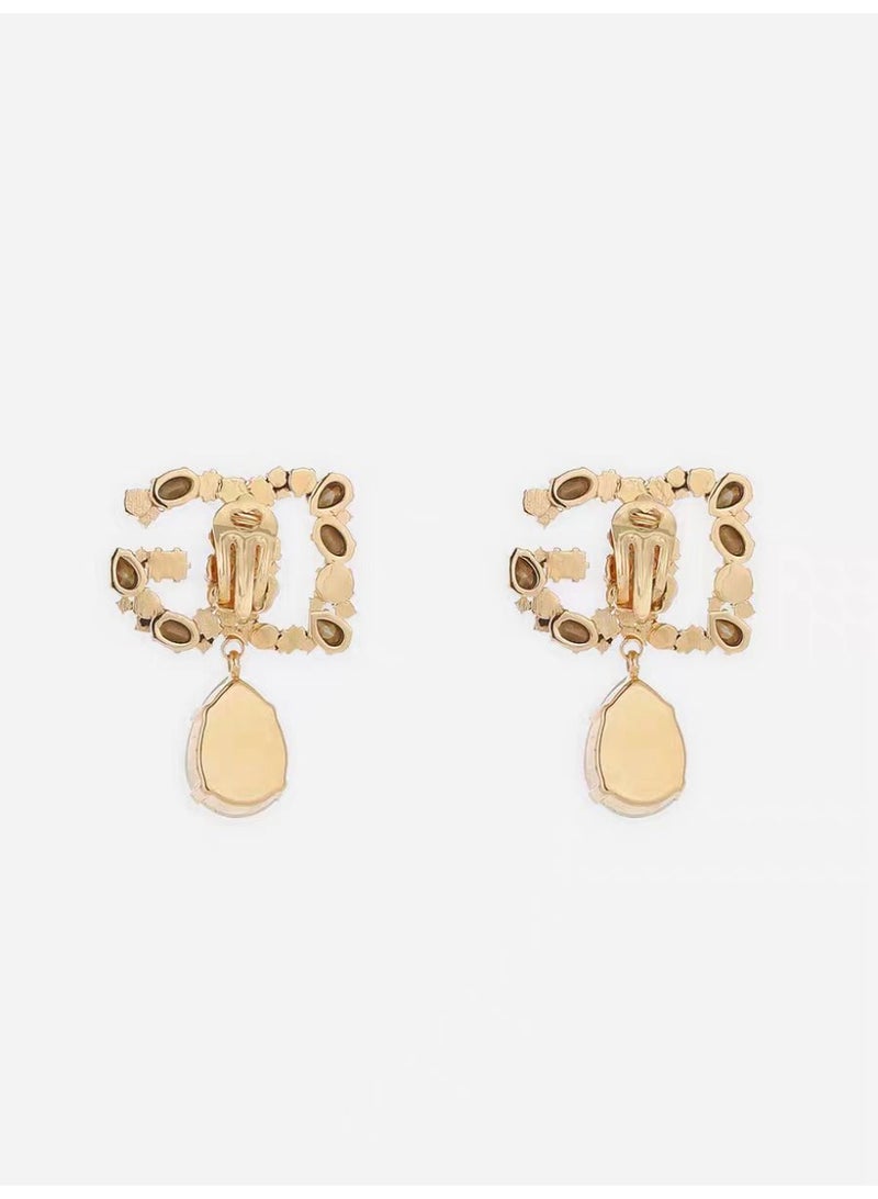 D&G Crystal-Embellished DG Drop Earrings - Gold-Tone & Sparkling Stones for Luxury Evening & Party Looks - Image 2
