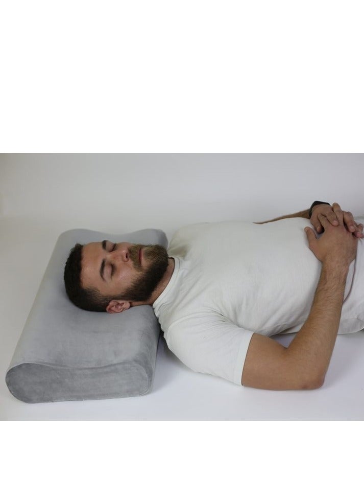 HT A bed pillow for healthy sleeping, made of high-quality German memory, a medical pillow to prevent neck pain and anti-snoring, gray color - Image 5
