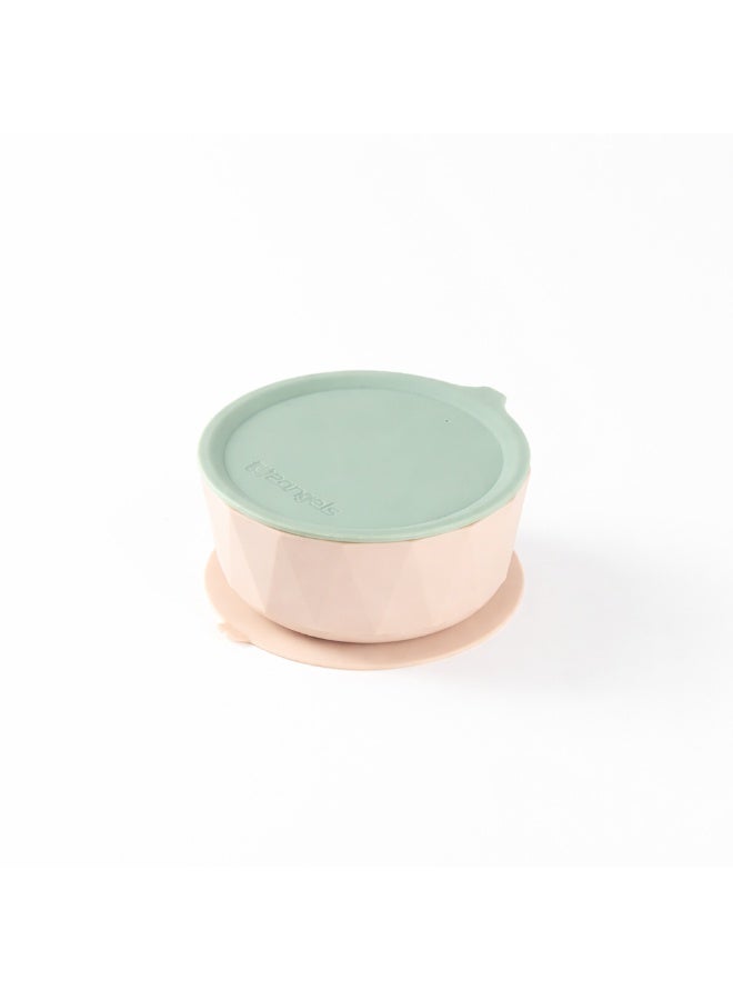 2angels Silicone Diamond Suction Baby Bowl 350 ml -  Summer leaf + Latte - Image 1