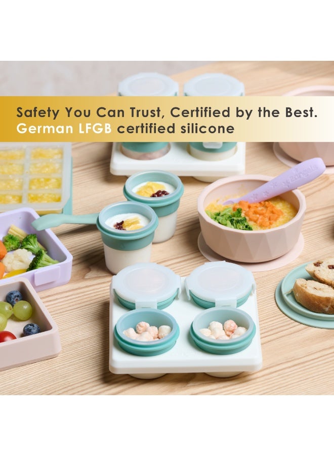 2angels Silicone Diamond Suction Baby Bowl 350 ml -  Summer leaf + Latte - Image 4