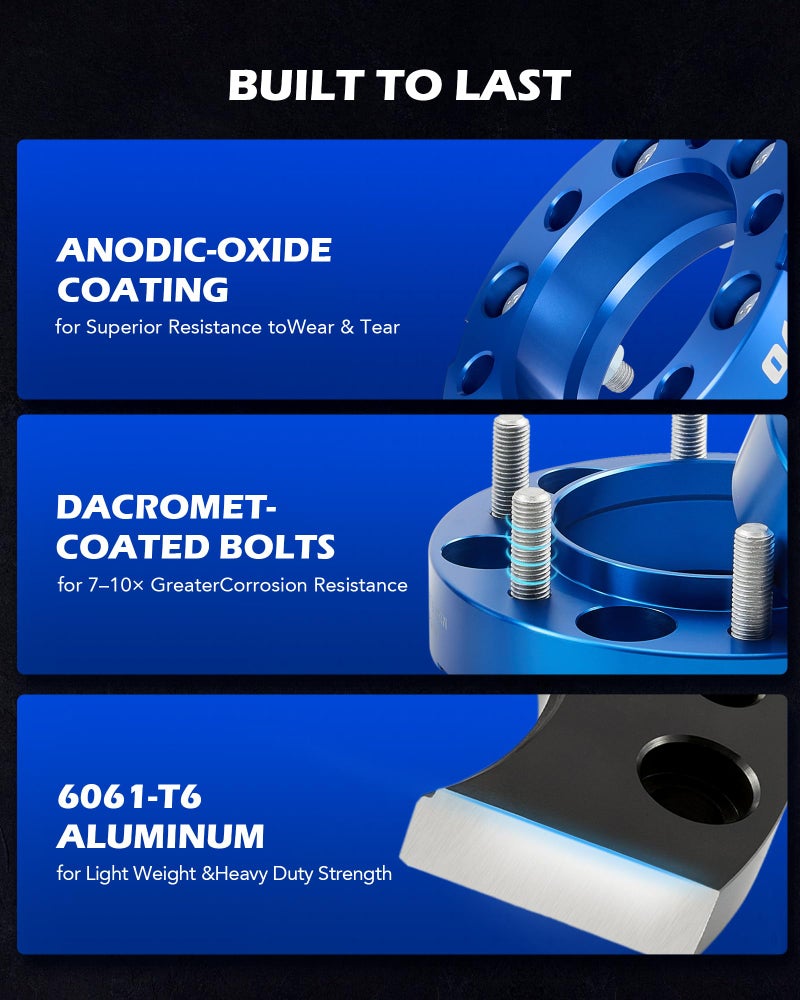 Orion Motor Tech مجموعة فواصل العجلات أورايون موتور تك 6x5.5 بوصة 1.25 باللون الأزرق متوافقة مع FJ كروزر تاكوما 4رانر توندر، فواصل العجلات المركزية 6x139.7 مم ب bore 106 مم مع مسامير 12x1.5، مجموعة من 4 - Image 5