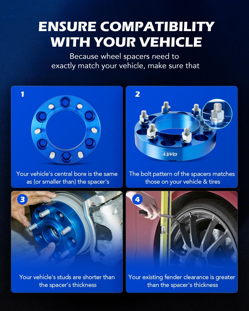 Orion Motor Tech مجموعة فواصل العجلات أورايون موتور تك 6x5.5 بوصة 1.25 باللون الأزرق متوافقة مع FJ كروزر تاكوما 4رانر توندر، فواصل العجلات المركزية 6x139.7 مم ب bore 106 مم مع مسامير 12x1.5، مجموعة من 4 - Image 3