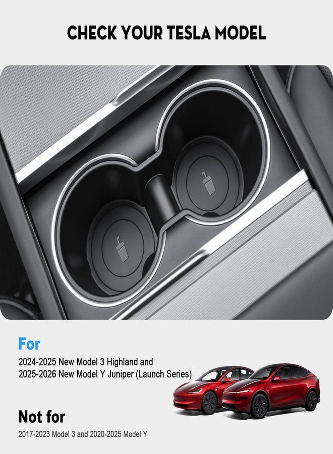 KUNIST for Tesla Model Y 2025 Cup Holder Insert TPE Center Console Drink Holder Accessories Compatible with 2025-2026 New Model Y Juniper(Launch Series) Accessories - Image 2