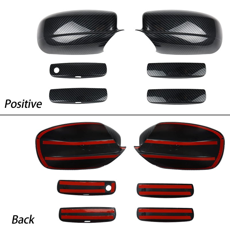 sportuli Carbon Fiber Side Mirror Caps + Door Handle Covers Replace for 2011-2021 2022 2023 2024 Dodge Charger - Image 2