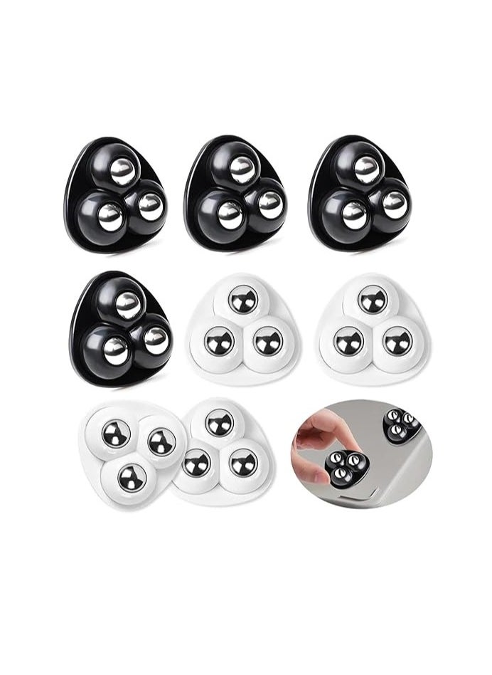 Geustos 8 Pieces Self Adhesive Caster Wheels, 360 Degree Rotation Stainless Steel Paste Sticky Wheels,Universal Mini Swivel Caster Wheels for Box Bottom Storage Rack Furniture Trash Can (Three Beads)  - Image 1
