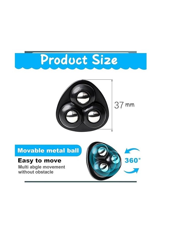 Geustos 8 Pieces Self Adhesive Caster Wheels, 360 Degree Rotation Stainless Steel Paste Sticky Wheels,Universal Mini Swivel Caster Wheels for Box Bottom Storage Rack Furniture Trash Can (Three Beads)  - Image 2