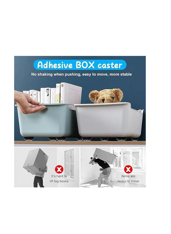 Geustos 8 Pieces Self Adhesive Caster Wheels, 360 Degree Rotation Stainless Steel Paste Sticky Wheels,Universal Mini Swivel Caster Wheels for Box Bottom Storage Rack Furniture Trash Can (Three Beads)  - Image 4