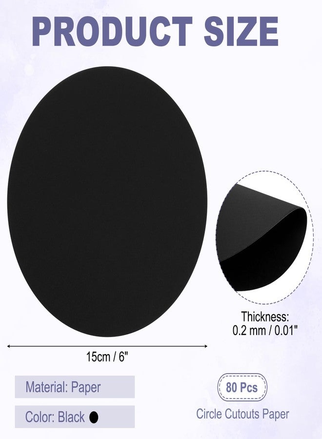 PATIKIL 6 Inch Circle Cutouts Paper, 80 Pcs Circle Card Stock 200gsm/75lb Round Cutouts for DIY Craft Projects Classroom Bulletin Board Decoration, Black - Image 2