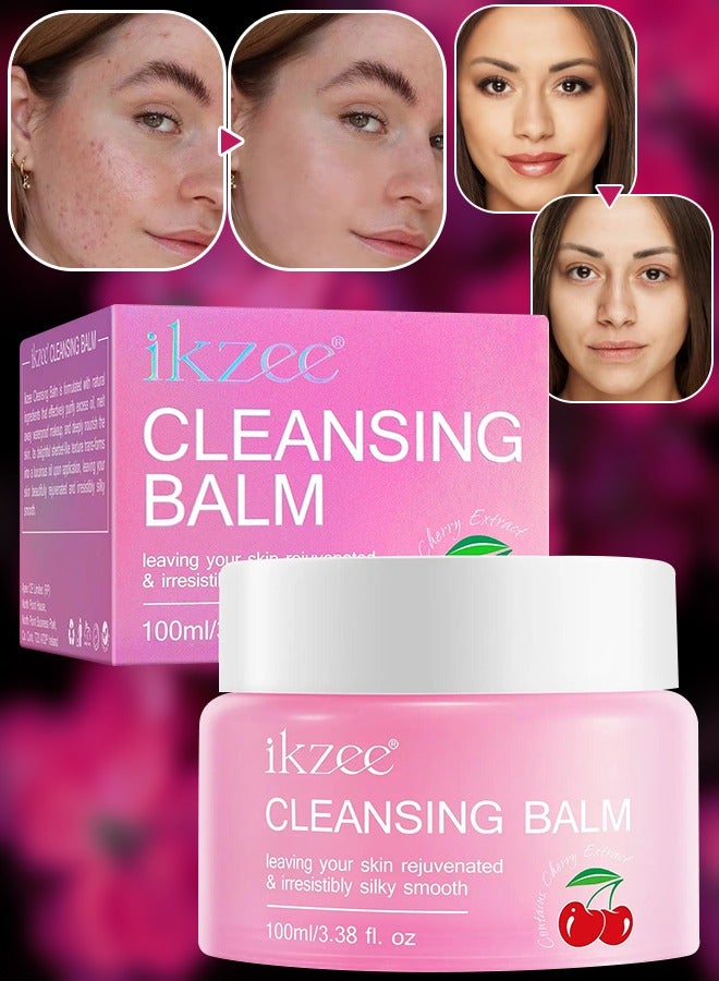 IKZEE بلسم تنظيف 100 مل للوجه والمكياج بلسم كريم تنظيف البشرة يجدد البشرة ويجعلها ناعمة كالحرير ينظف الزيت الزائد كريم تنظيف - Image 1