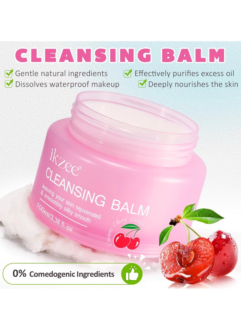 IKZEE بلسم تنظيف 100 مل للوجه والمكياج بلسم كريم تنظيف البشرة يجدد البشرة ويجعلها ناعمة كالحرير ينظف الزيت الزائد كريم تنظيف - Image 2