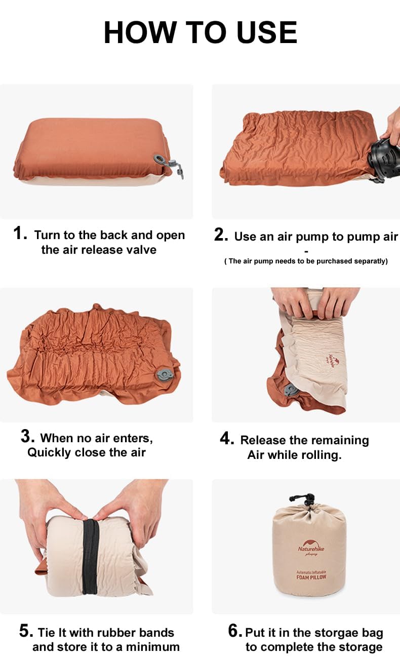 ORIGINAL MART 3D Sponge Pillow Automatic Inflatable Pillow Camping Tent Air Cushion Pillow Travel Portable Cervical Pillow Lunch Break Pillow Outdoor - Image 4