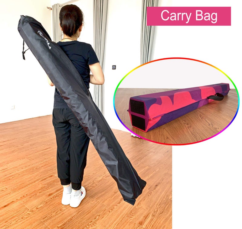 Marfula 6 FT / 8 FT / 9 FT Folding Gymnastics Beam Foam Balance Floor Beam - Extra Firm - Suede Cover - Anti Slip Bottom with Carry Bag For Kids/Adults Home Use (Pink Purple-Camo, 6 FT) - Image 5