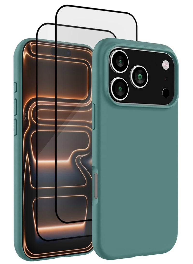 CATANES 3 Packs Silicone Protective Phone Case for iPhone 17 Pro - Soft Anti-Scratch Microfiber Lining Ultra Slim Drop Protection Phone Cover with Two 3D Screen Protectors - Cactus Green - Image 1