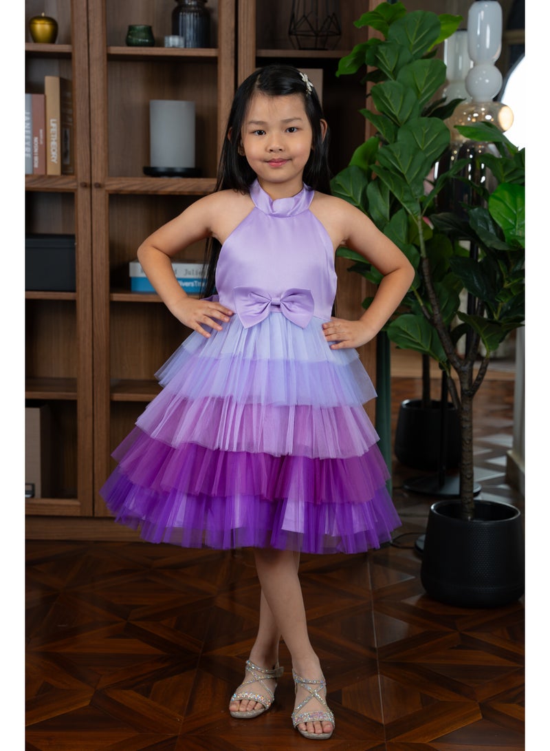 D'Daniela Gina Purple Party Dress - Image 1