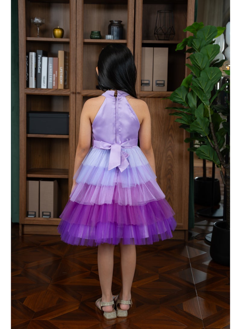 D'Daniela Gina Purple Party Dress - Image 3
