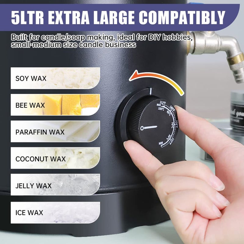 TOAUTO 10Lbs Wax Melter for Candle Making - Candle Wax Melting Pot with Faster Pour Spout and Temperature Controller, No Cloggy and Easy Clean Up - Image 5