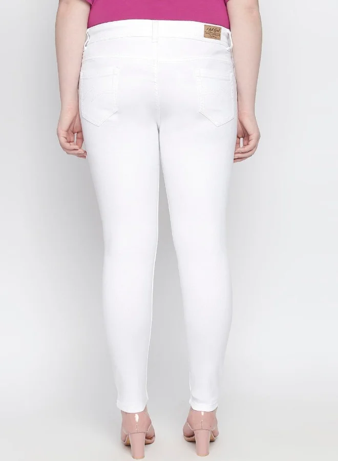 HIGH STAR Women White Slim Fit Mid-Rise Clean Look Stretchable Jeans