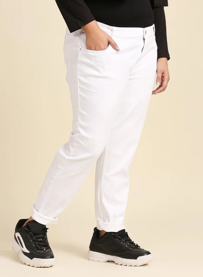 HIGH STAR Women White Slim Fit Mid-Rise Clean Look Stretchable Jeans