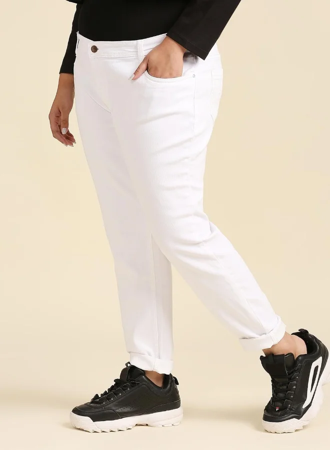 HIGH STAR Women White Slim Fit Mid-Rise Clean Look Stretchable Jeans