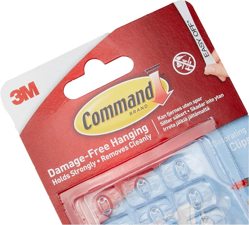 Command Decorating Small Clips - Transparent, 20 Clips + 24 Strips, Holds 180g Each - Image 2