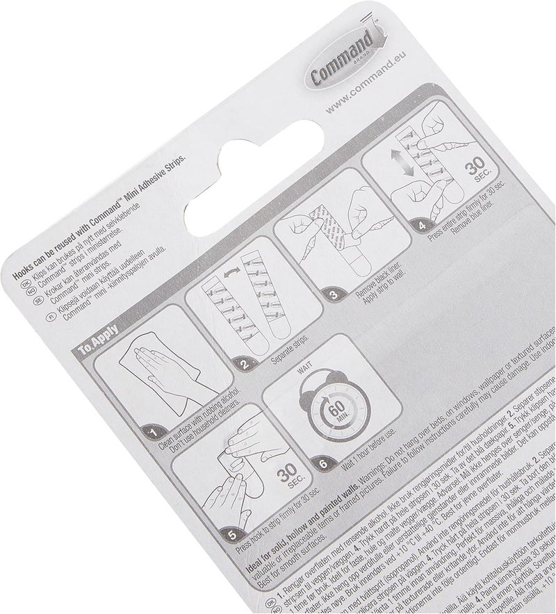 Command Decorating Small Clips - Transparent, 20 Clips + 24 Strips, Holds 180g Each - Image 4