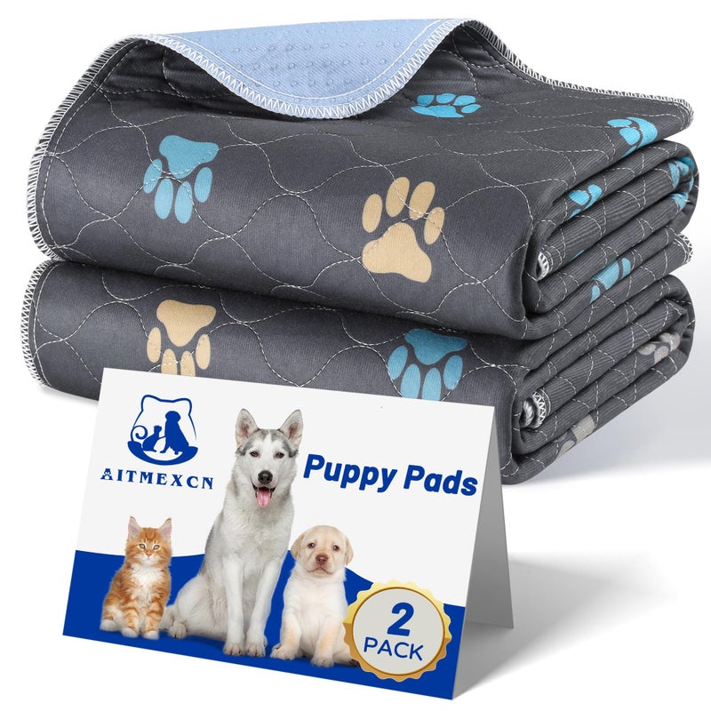 Aitmexcn Washable Puppy Dog Pee Pad, 2PCS 100% Waterproof Whelping Training Mat for Puppy/Senior Dog, Fast Drying Reusable Puppy Pads for Indoor, Outdoor and Car Travel- 24'' x 36'' - Image 1