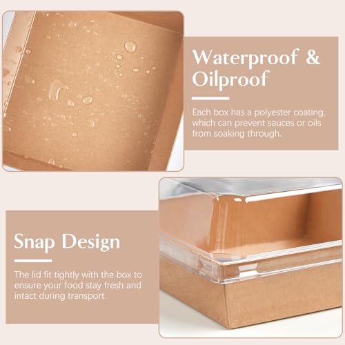 ZORRITA 50 Pack 5 Inch Paper Charcuterie Boxes with Clear Lids, Square To Go Cake Slice Containers Small Kraft Bakery Boxes for Dessert, Cookies, Sandwich, Strawberries (Brown) - Image 4