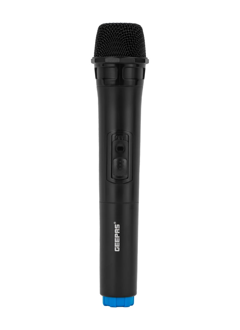 GEEPAS - Geepas Portable & Rechargeable Party Speaker With EQ Setting, FM Radio, LED Light, LINE/USB/TF Card/AUX, TWS Connection, Bluetooth, Wireless Microphone, Remote Control, Woofer, Tweeter & Power Adapter - Image 1