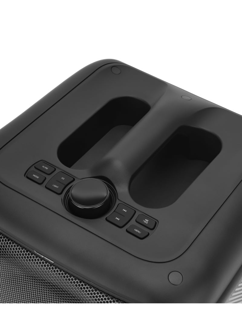 GEEPAS - Geepas Portable & Rechargeable Party Speaker With EQ Setting, FM Radio, LED Light, LINE/USB/TF Card/AUX, TWS Connection, Bluetooth, Wireless Microphone, Remote Control, Woofer, Tweeter & Power Adapter - Image 1