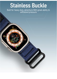 Moxedo Moxedo Tactical Sports Rugged Strap Breathable Nylon Braided Compatible with Apple Watch Band Series 8 7 6 5 4 3 2 1 SE Ultra Woven Loop Design for 44mm 45mm 49mm -Midnight Blue  - Image 4