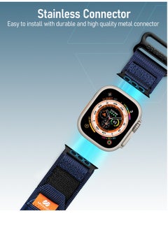 Moxedo Moxedo Tactical Sports Rugged Strap Breathable Nylon Braided Compatible with Apple Watch Band Series 8 7 6 5 4 3 2 1 SE Ultra Woven Loop Design for 44mm 45mm 49mm -Midnight Blue  - Image 5