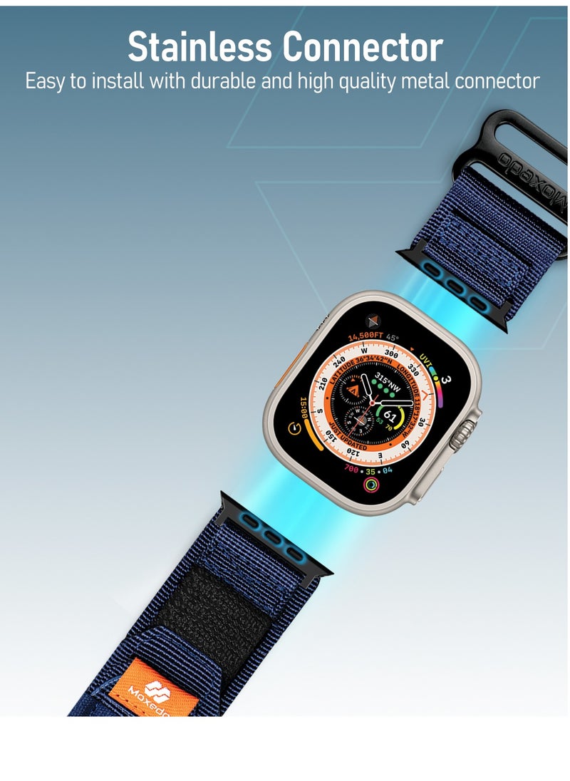 Moxedo Moxedo Tactical Sports Rugged Strap Breathable Nylon Braided Compatible with Apple Watch Band Series 8 7 6 5 4 3 2 1 SE Ultra Woven Loop Design for 44mm 45mm 49mm -Midnight Blue  - Image 5