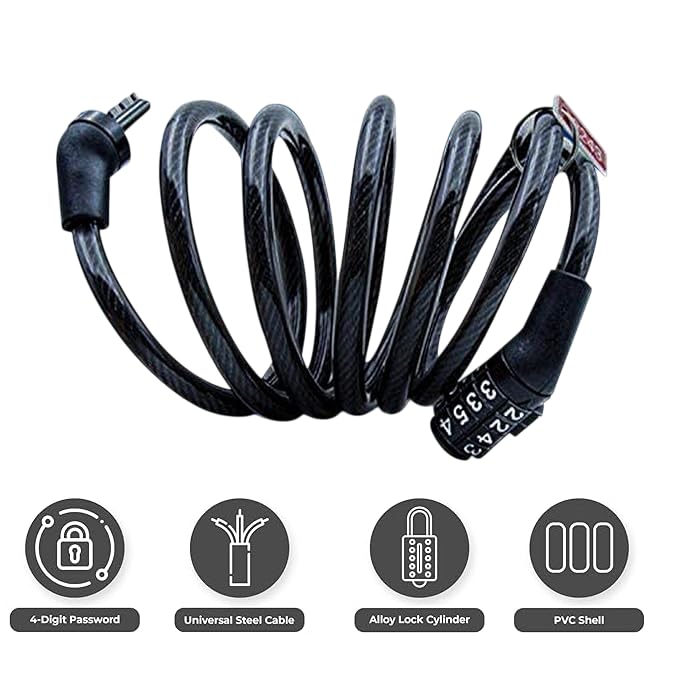PRO365 Premium 4-Digit Combination Cycle Lock for Bike, Bicycle, Helmet & Luggage | Heavy-Duty Anti-Theft Cable Lock | High-Strength Steel Wire with PVC Coating | Universal 12x1200mm Number Lock - Image 4
