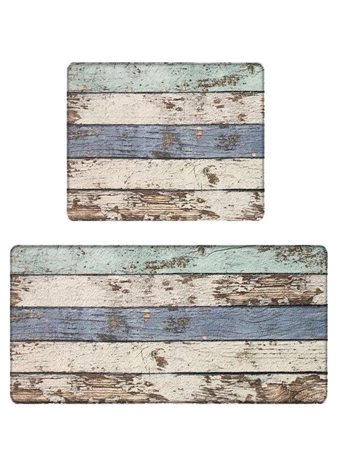 SPEPLA Four-Color Imitation Wood Grain Kitchen Mat, 2 Pack - Image 1