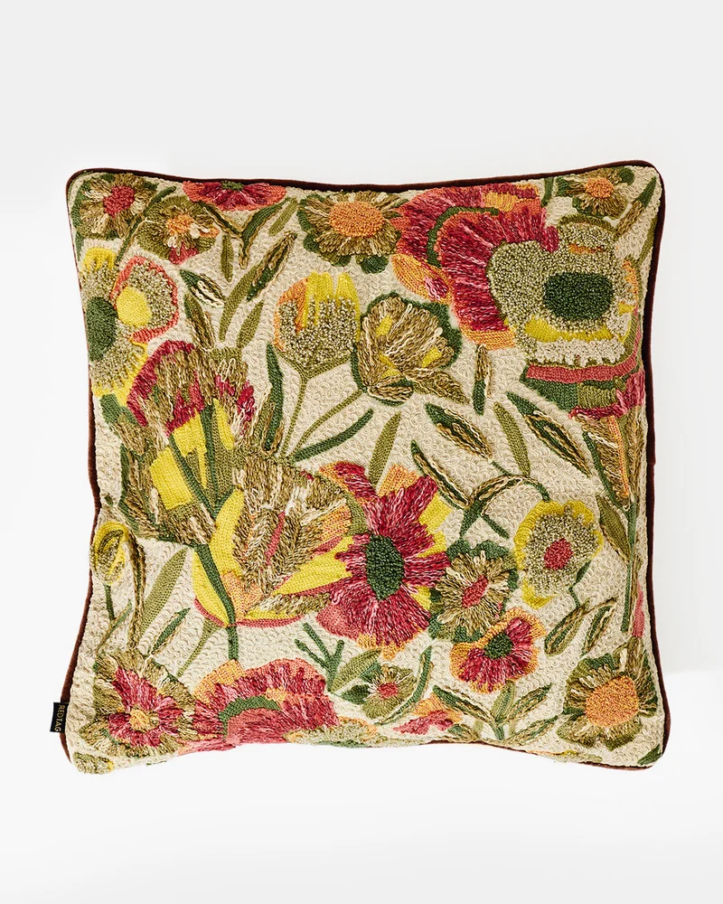 REDTAG Multicolor Embroidered Velvet Cushion
