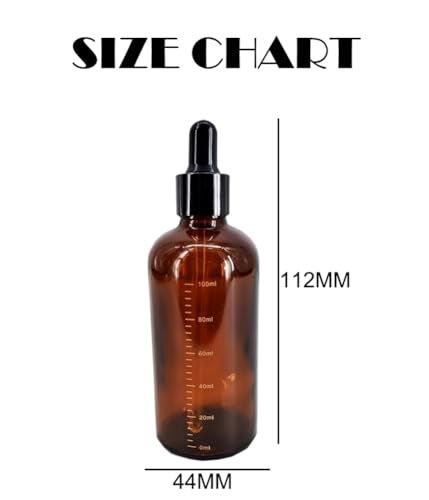 ASTRQLE 2PCS 100ml 3.4oz Empty Refillable Amber Glass Graduated Scale Dropping Bottle Vial Container Drip Tube With Glass Dropper Pipette For Essential Oil Lab - Image 2