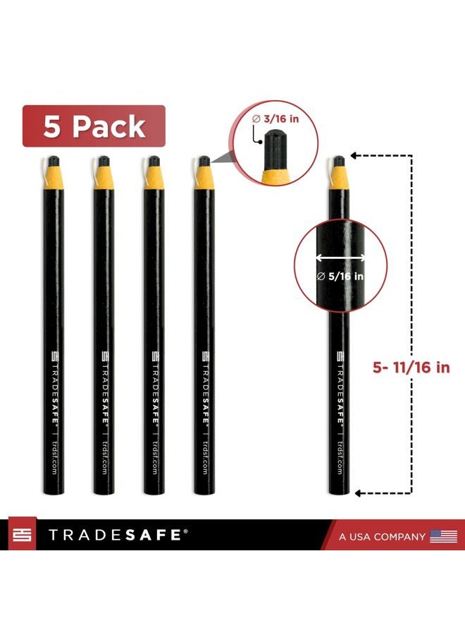 TRADESAFE China Markers Grease Pencils - 5 Black Grease Markers, Peel-Off Wax Pencils for Labeling on Metal, Glass, Vinyl, Wood, Fabric, Rubber, No Sharpening Needed - Image 2