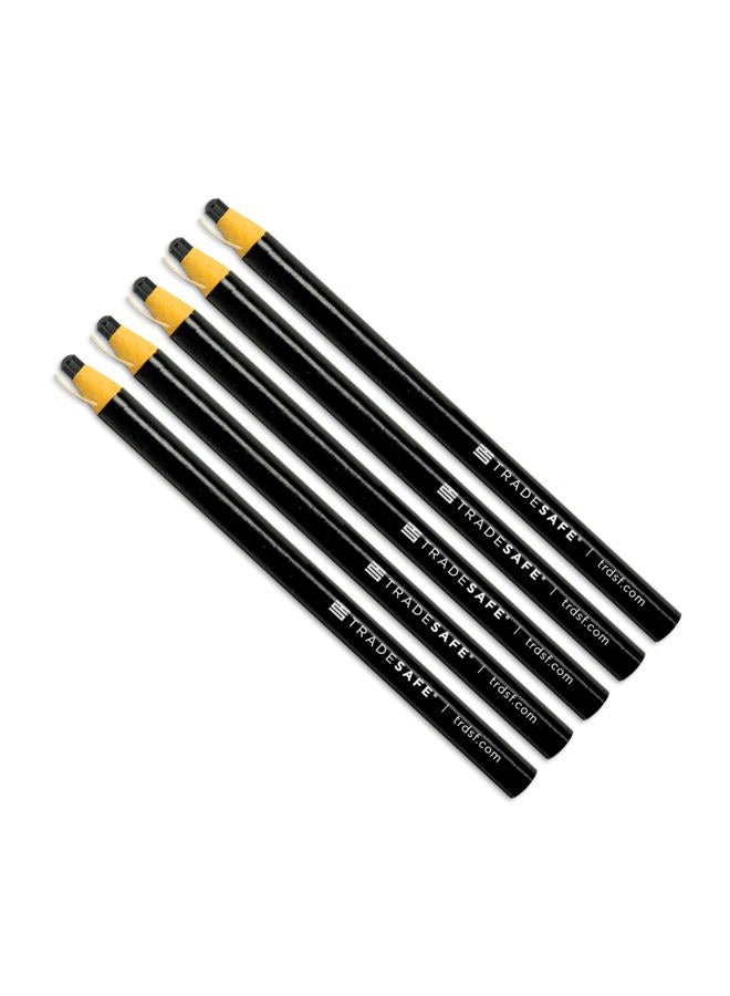 TRADESAFE China Markers Grease Pencils - 5 Black Grease Markers, Peel-Off Wax Pencils for Labeling on Metal, Glass, Vinyl, Wood, Fabric, Rubber, No Sharpening Needed - Image 1