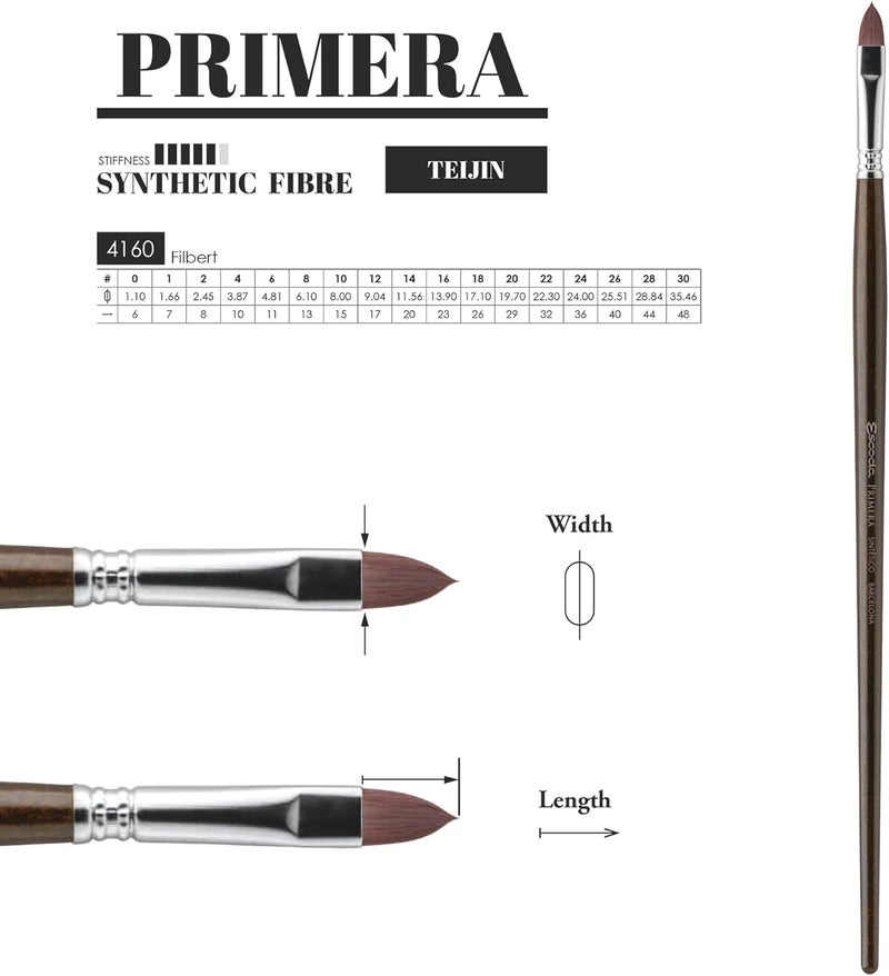 Escoda Primera Series 4160 Artist Oil and Acrylic Paint Brush Synthetic Maroon Teijin Filament Filbert Size 26 - Image 3