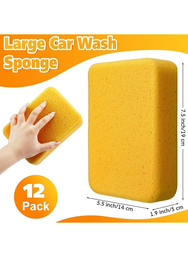 Excefore Pack Of 12 Large Grouting Sponges, Car Wash Cleaning Sponge Pad, Bulk Multi-Purpose Cleaning Pads For Car Wash, Dishes, Tile, And Bike Detailing (7.5 X 5.5 X 1.9 Inch) - Image 5