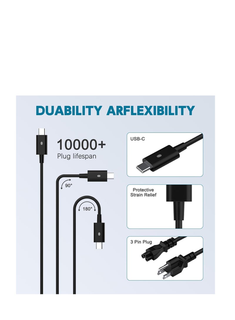 Terabyte 90W Charger for Dell Laptop Charger,USB C Charger for Dell Latitude 5420 3420 5530,Dell Precision 3470 3570 5770,Dell XPS 17 15 13 Dell Inspiron 15 3000 3502 3515 2in1 AC Adapter Power Supply Cord - Image 3