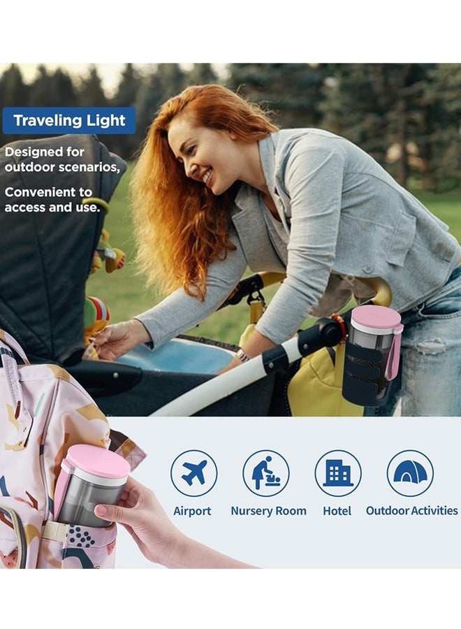 Portable Bottle Brush Cleaner Set, Travel Bottle Cleaner Kit for Baby with Silicone Bottle, Nipple and Straw Brush, Stirring Head, Soap Dispenser, Drying Rack and Storage Box, Pink - Image 5