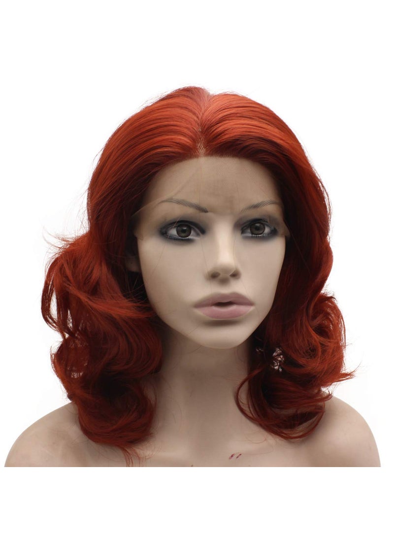 MX angel Mxangel Medium Long Wavy Burgundy Red Synthetic Hair Lace Front Stylish Wig Natural 