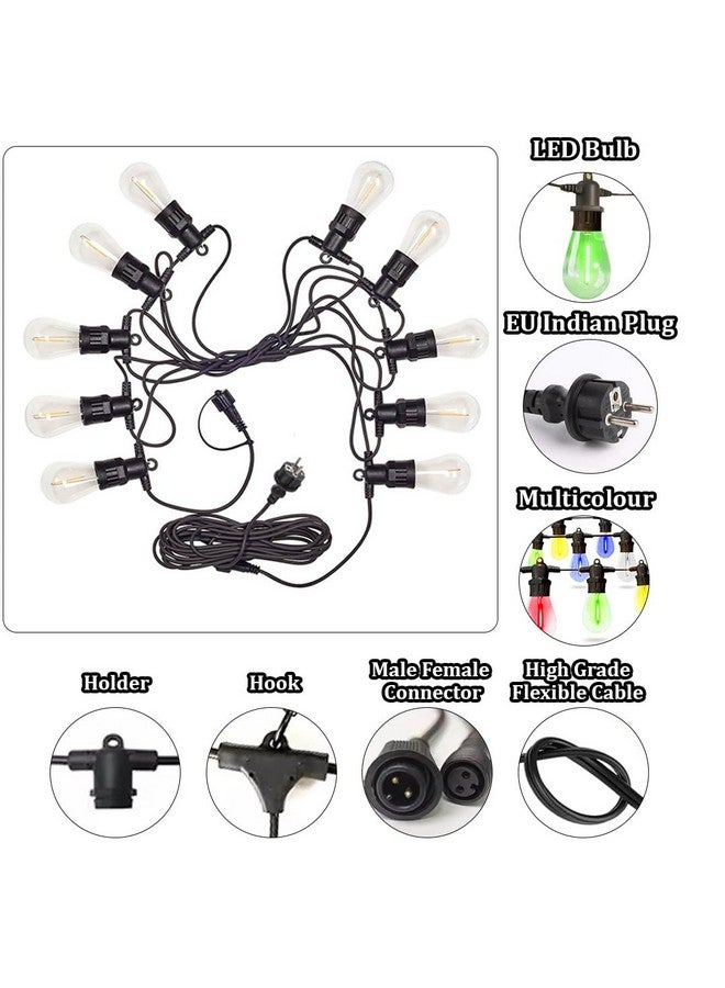 fizzytech أضواء خيوط فيزيتيك الخارجية 10 متر 20 لمبة مقاومة للكسر قابلة للتوصيل مضادة للماء للإضاءة المعلقة للحديقة، الشرفة، زينة الحفلات للديكور المنزلي (متعددة الألوان) - Image 5