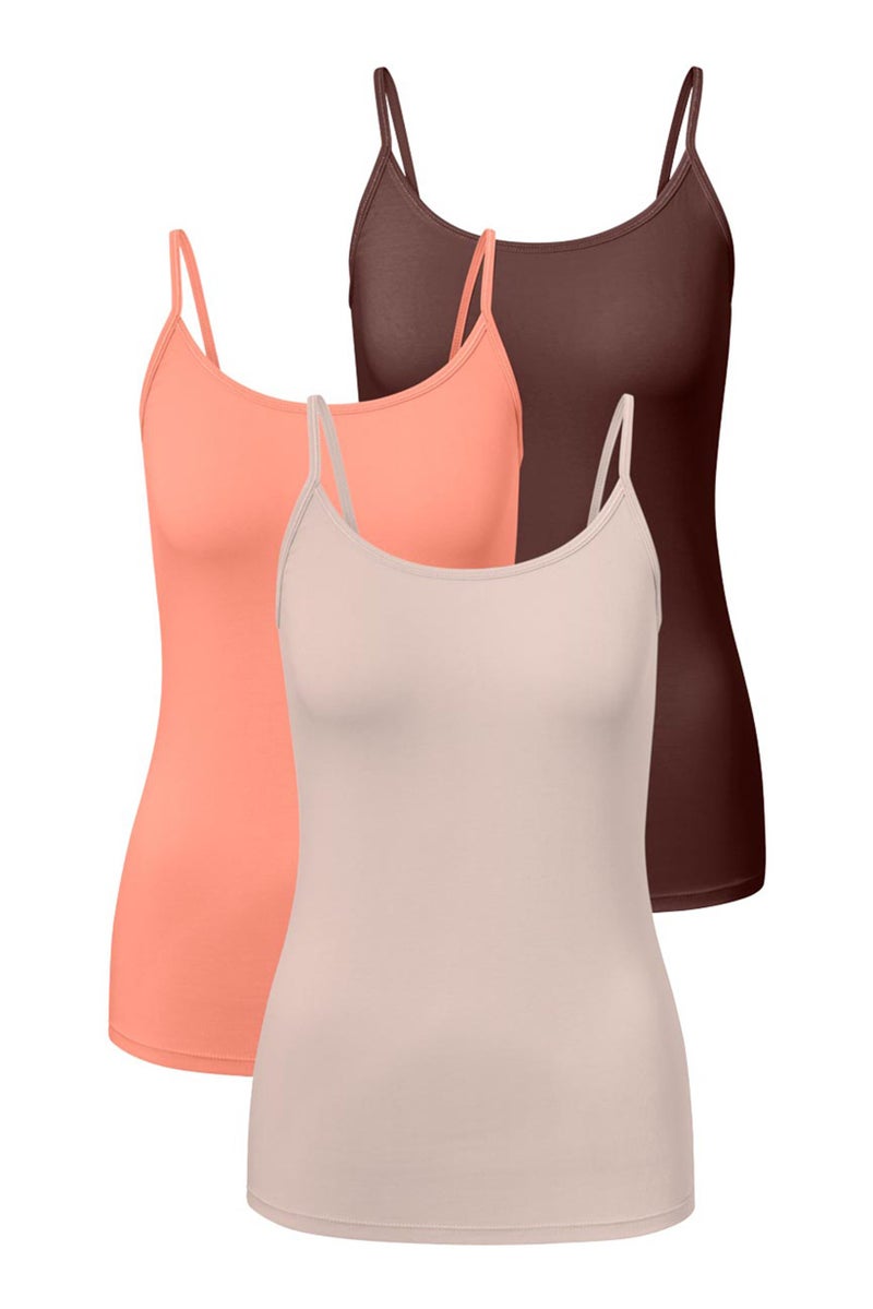 Tchibo Women 3 Piece Plain Sleeveless Tank Top, Multicolor - Image 2